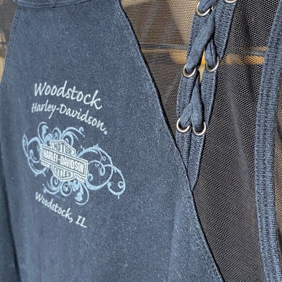 Black Biker Motorcycle Vibe 100% Cotton Harley Davidson Women’s Mesh Tank Top - Picture 9 of 12